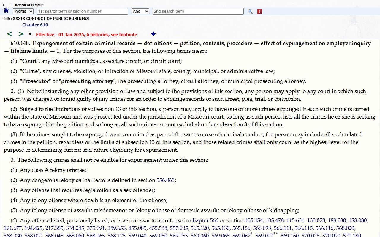 Gentry County court dockets Missouri expungement statute source