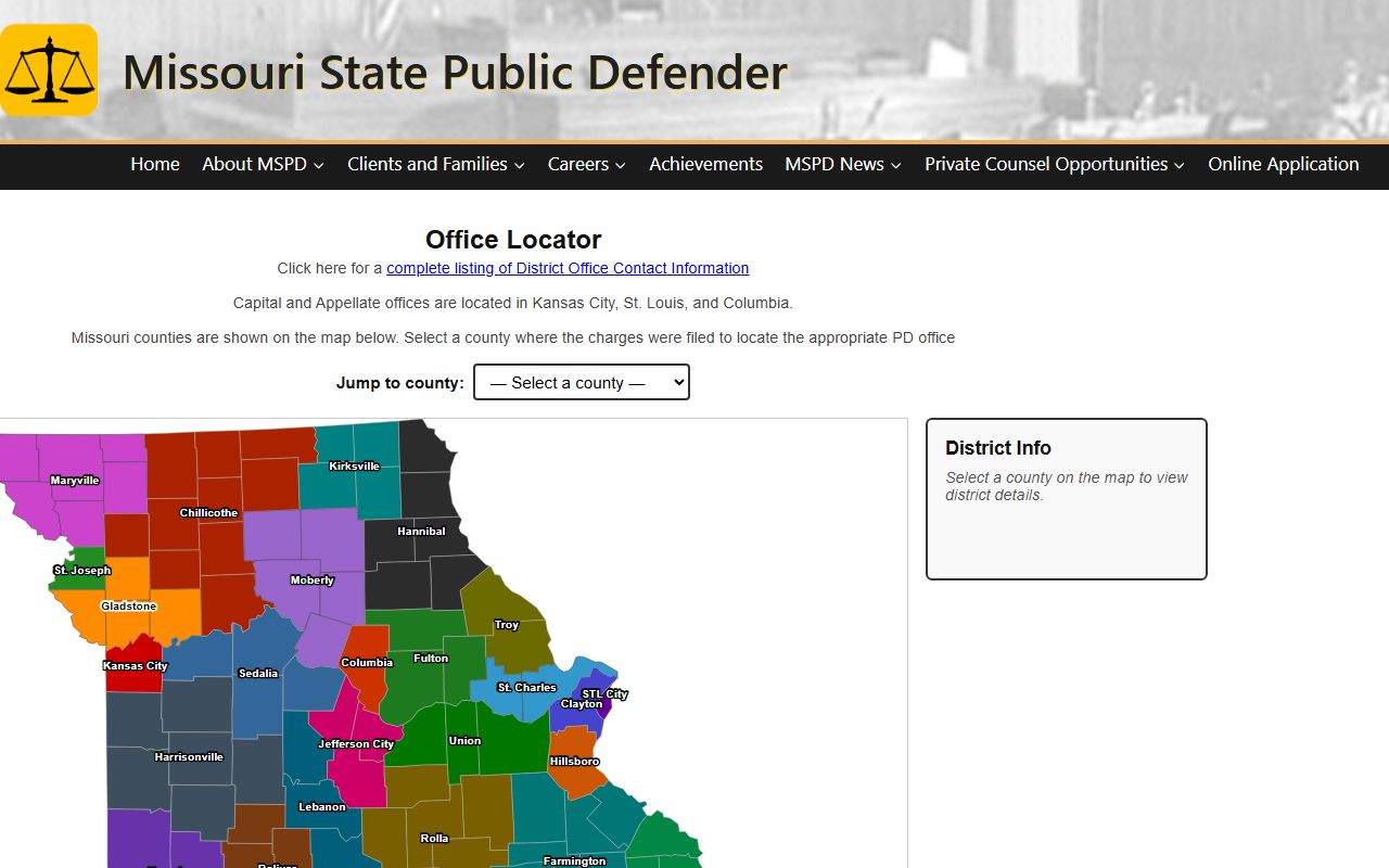 Gentry County criminal court records Missouri public defender office locator source