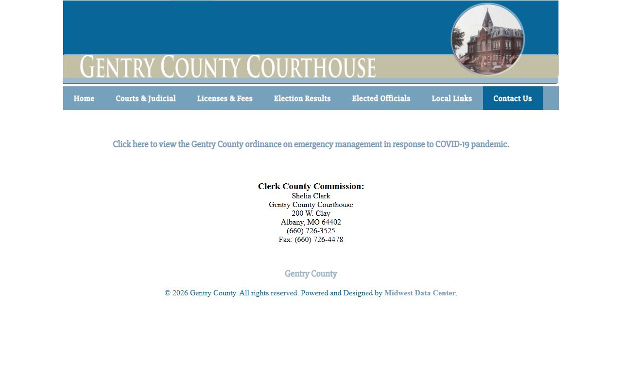 Gentry County court records contact page