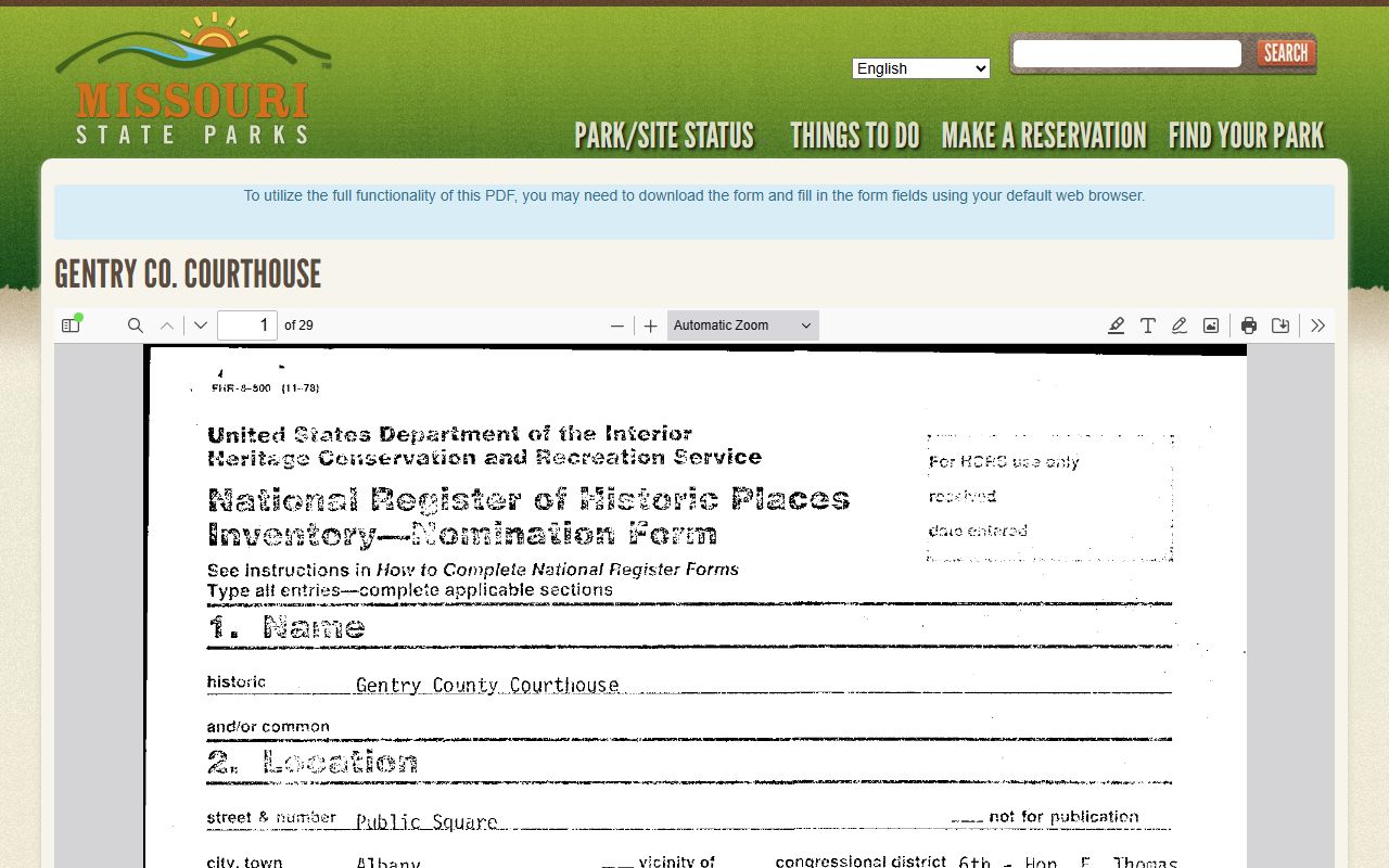 Gentry County court records Missouri DNR courthouse documentation
