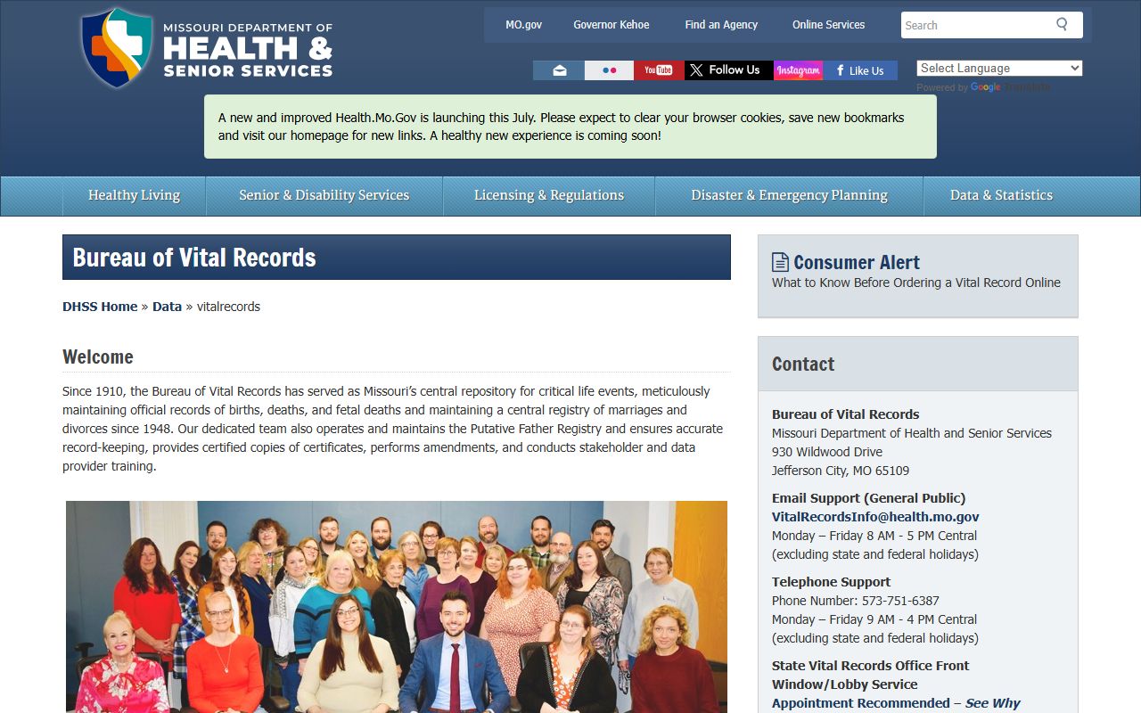 Gentry County marriage divorce records Missouri Bureau of Vital Records