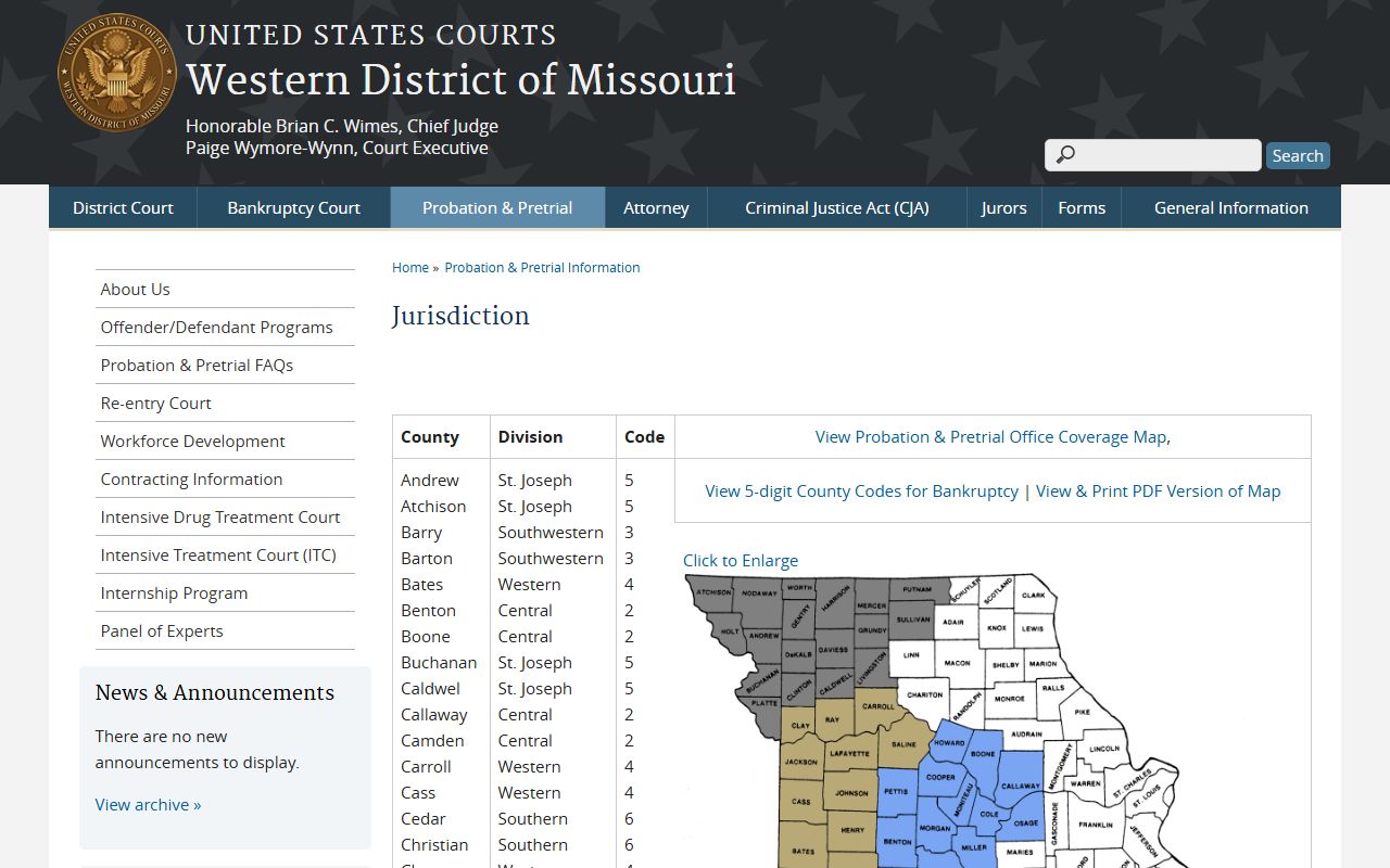 Gentry County probate records Western District Missouri jurisdiction context