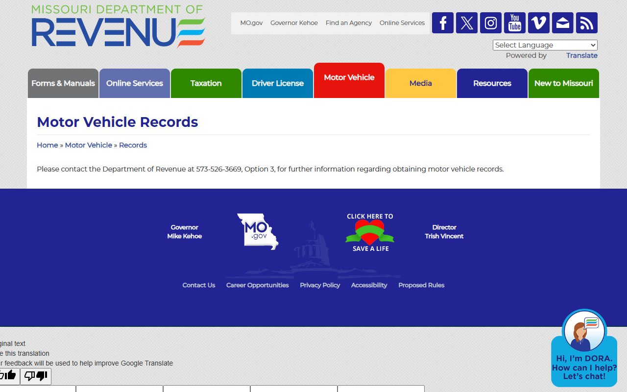 Gentry County traffic court records Missouri DOR driver records